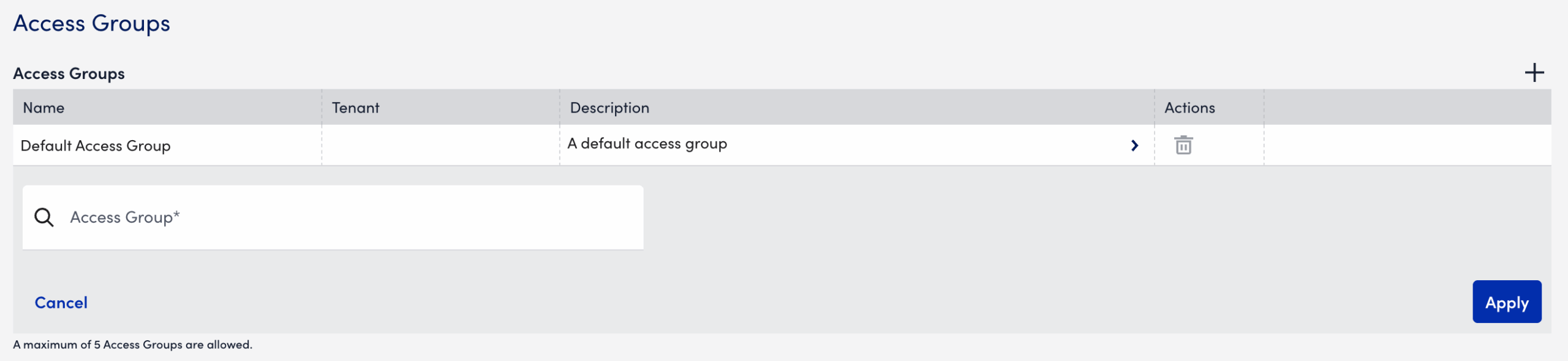 Access group apply option