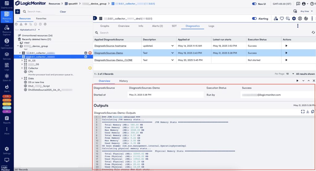 DiagnosticSource execution result in Overview tab