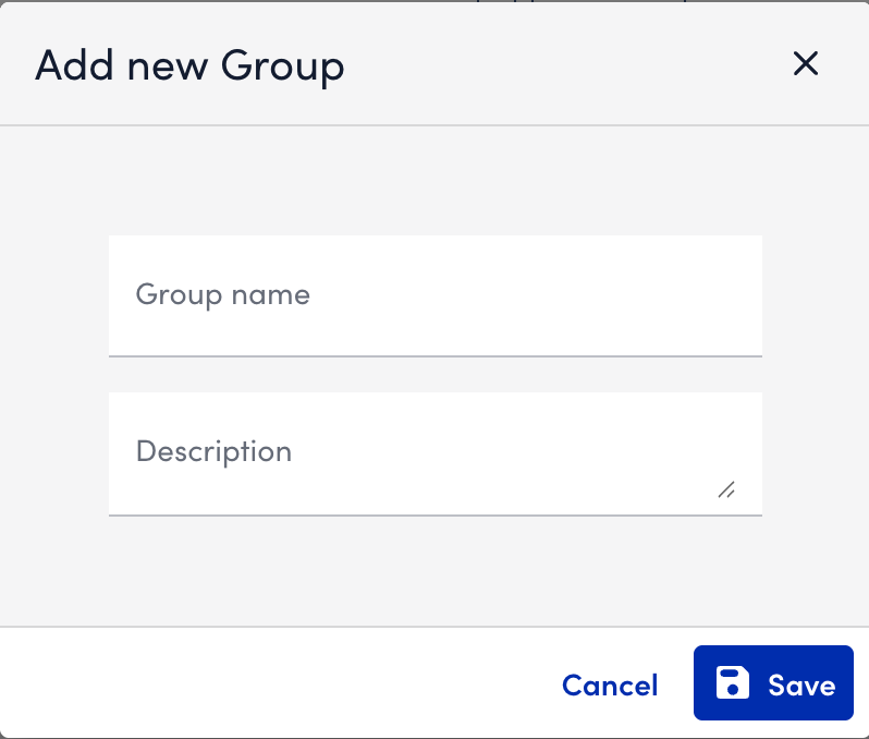 Add new Group modal