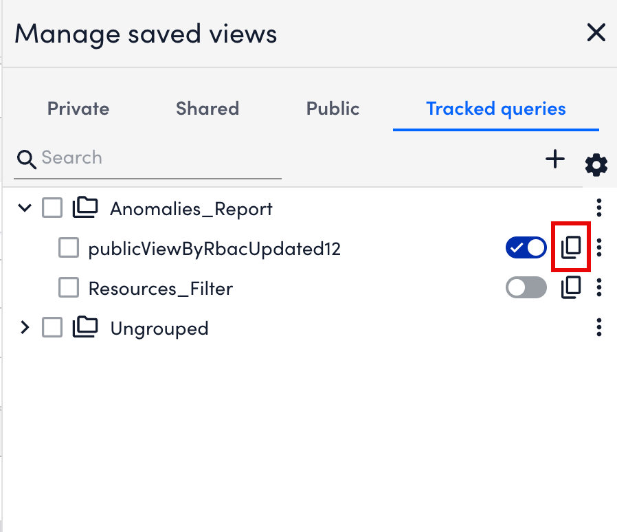 Copy in Tracked Queries tab