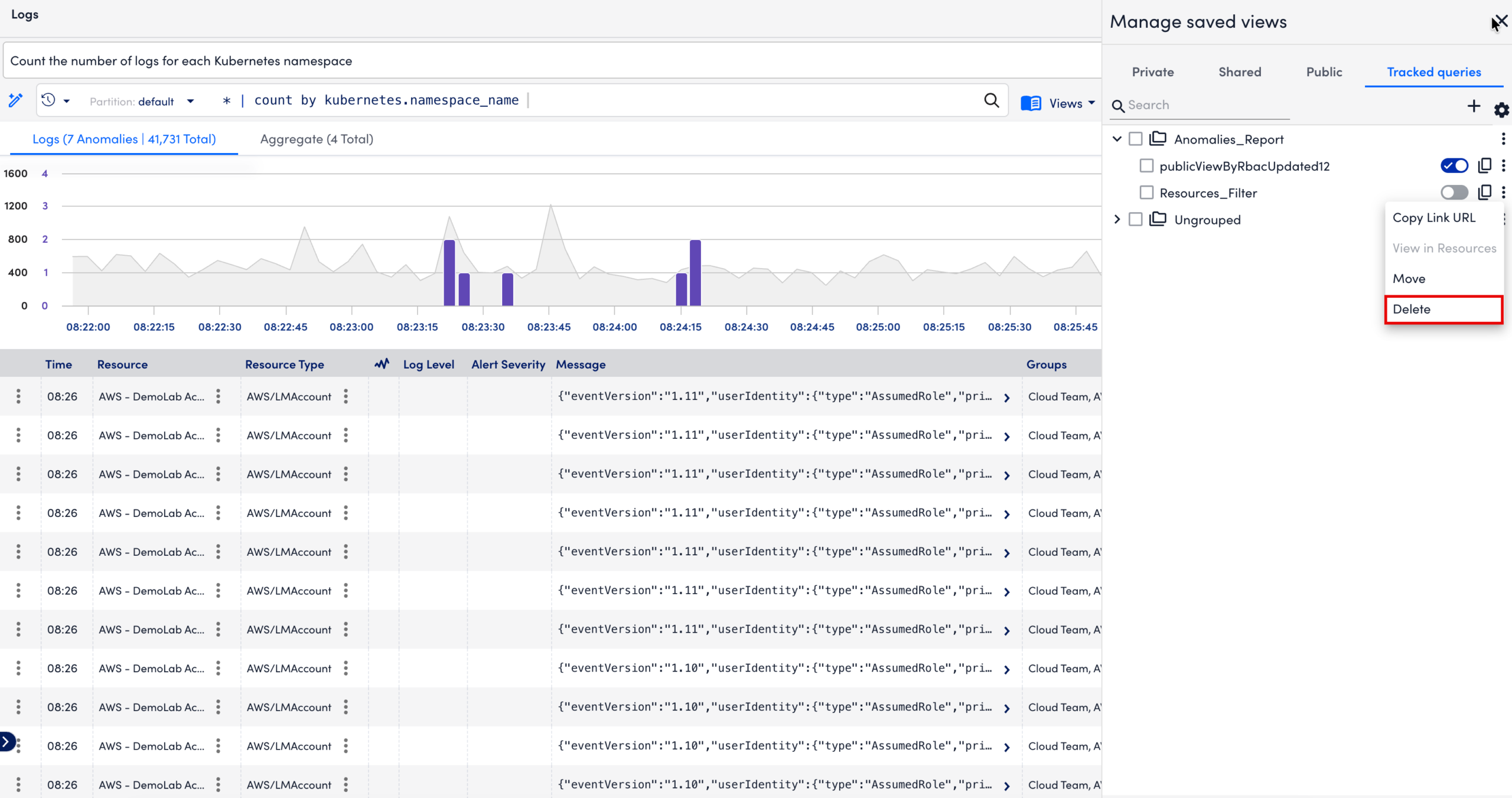 Deleting a Tracked Query