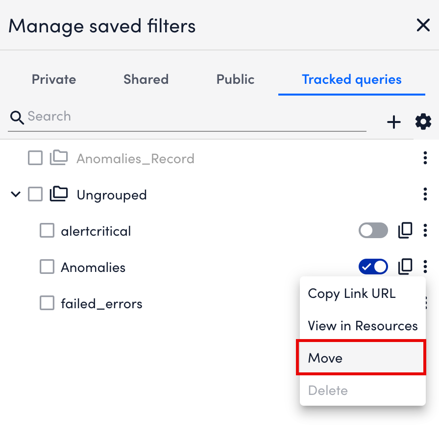 Moving a tracked query