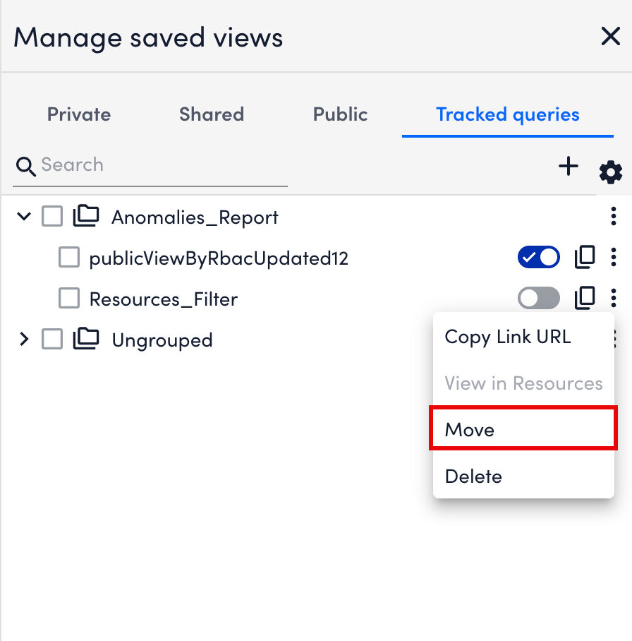 Moving a tracked query