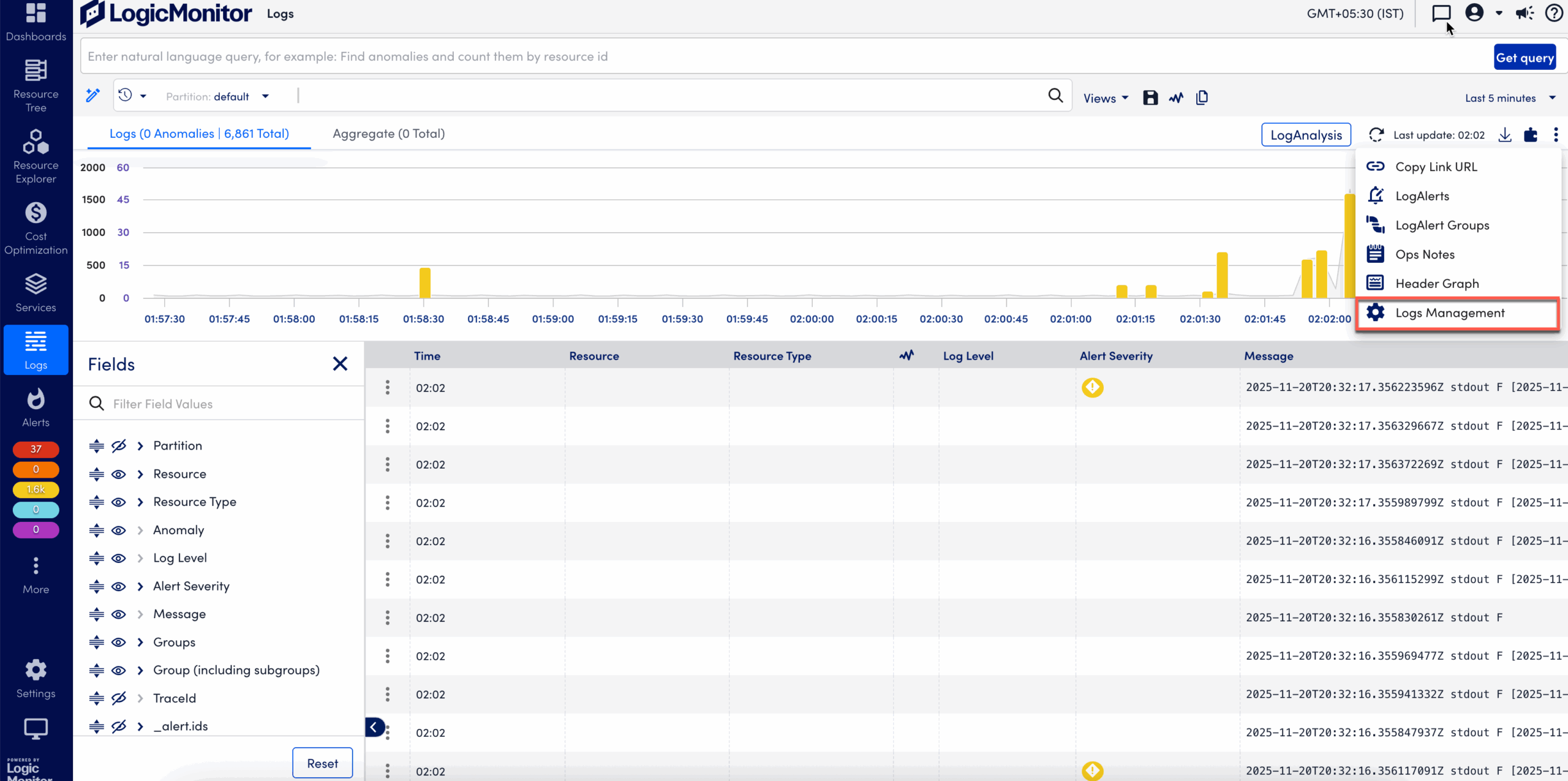 Logs Management Page