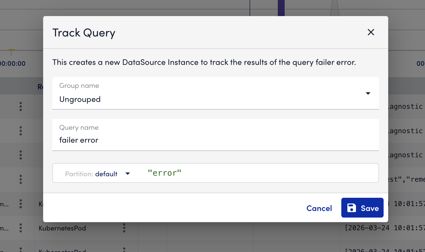 Track Query Modal