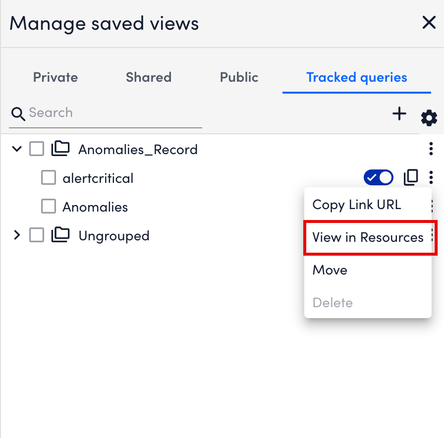 View in Resources Option