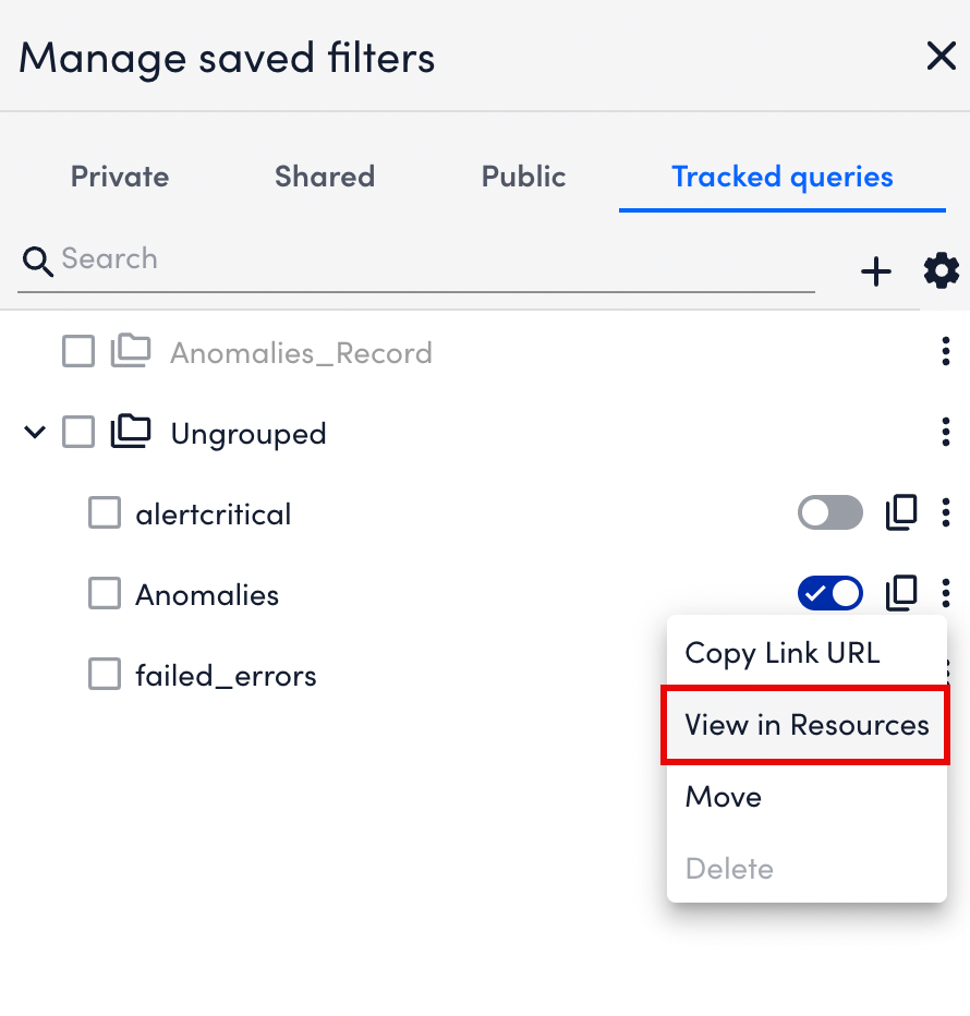 View in Resources Option