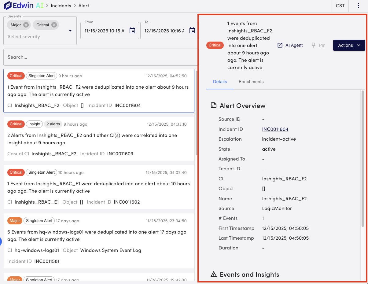 Incidents Details Panel