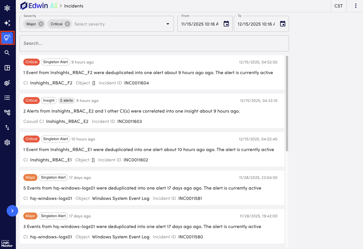 Edwin AI navigation bar