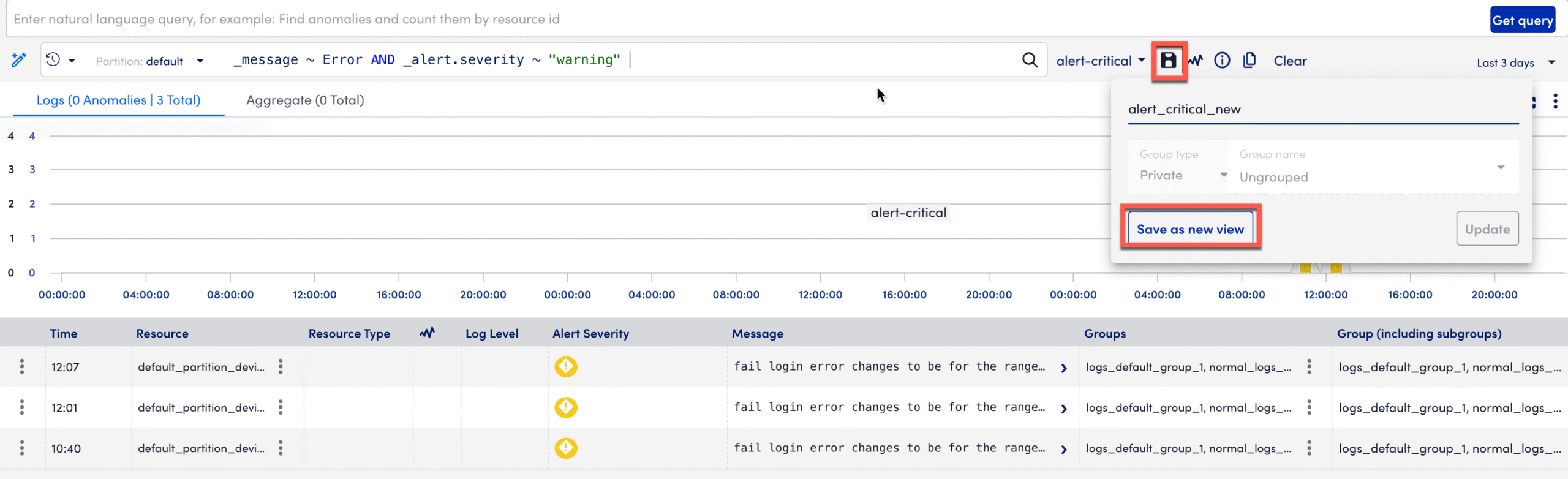 Renaming a Log Saved Query