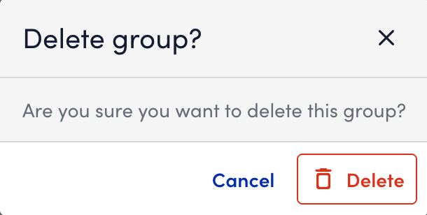 Deleting a group dialog box