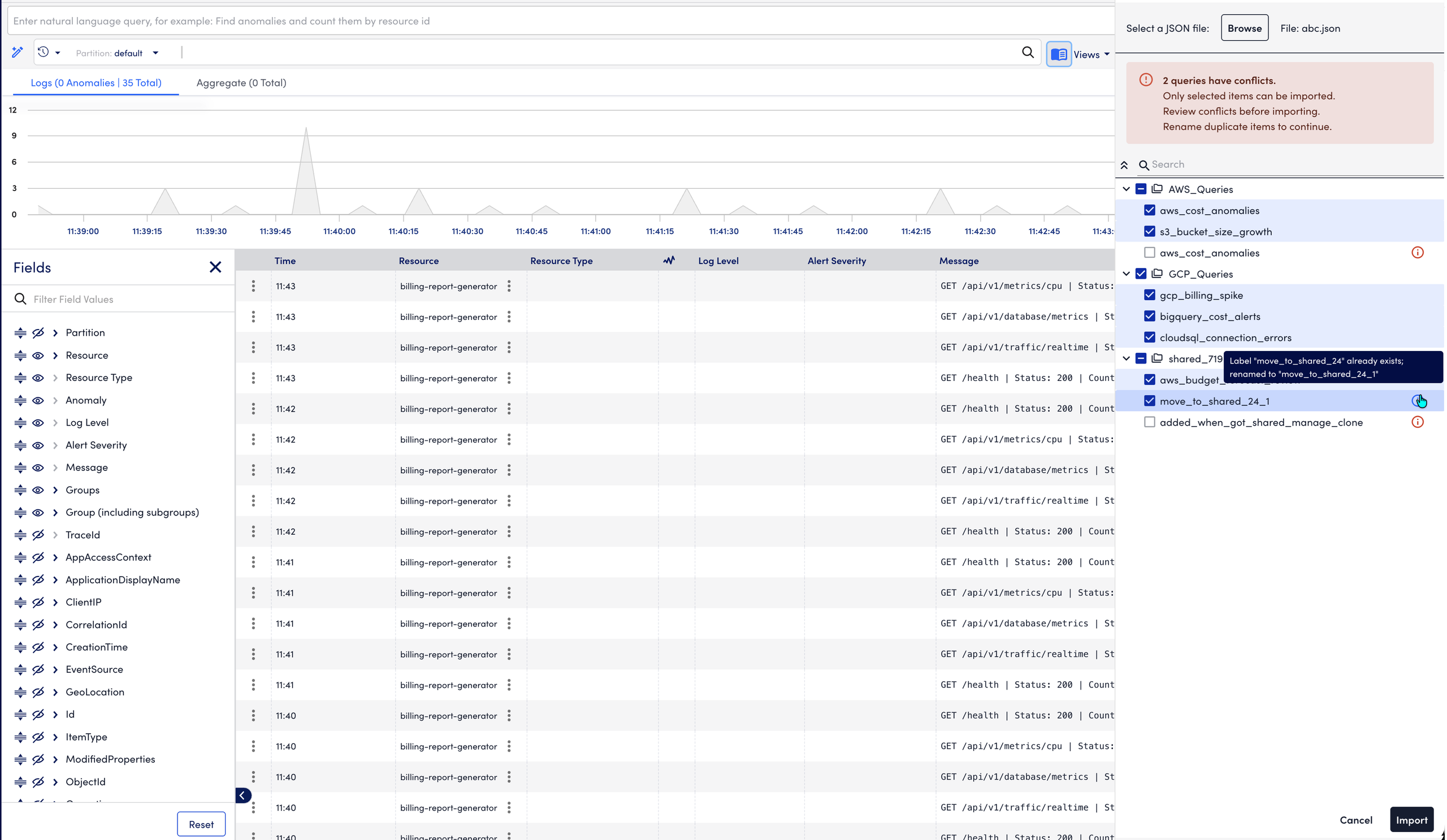Importing Saved Views in Query Library