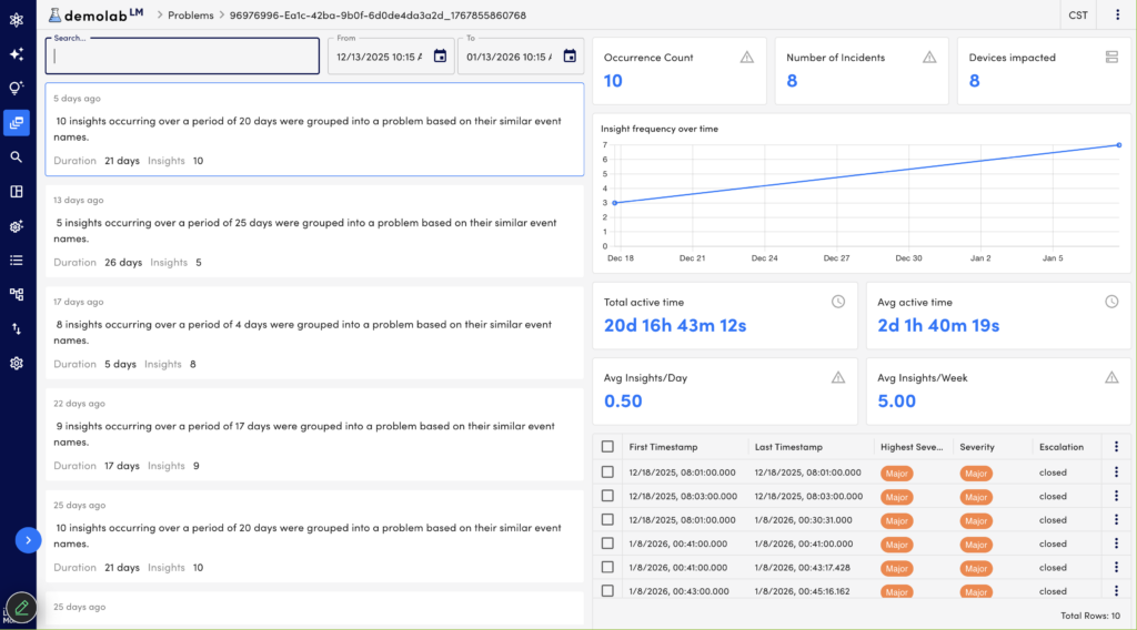 Edwin AI Problem management page