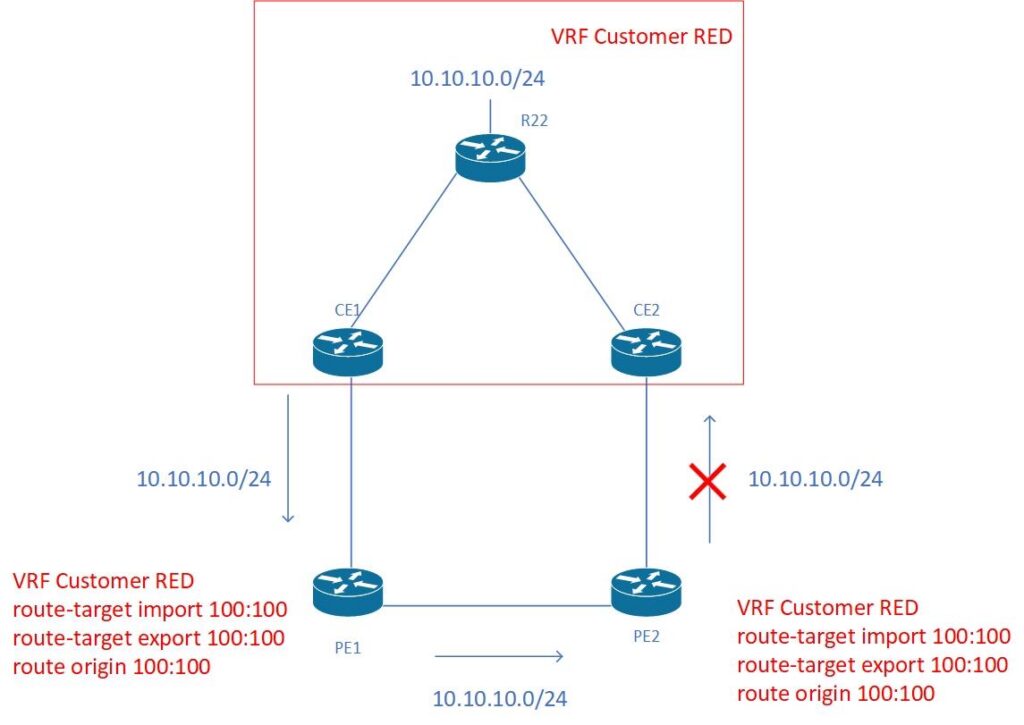 Depiction of an MPLS VPN environment