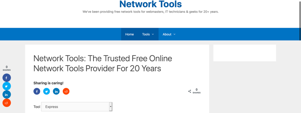 Network Tools has been providing free network tools for 20 years