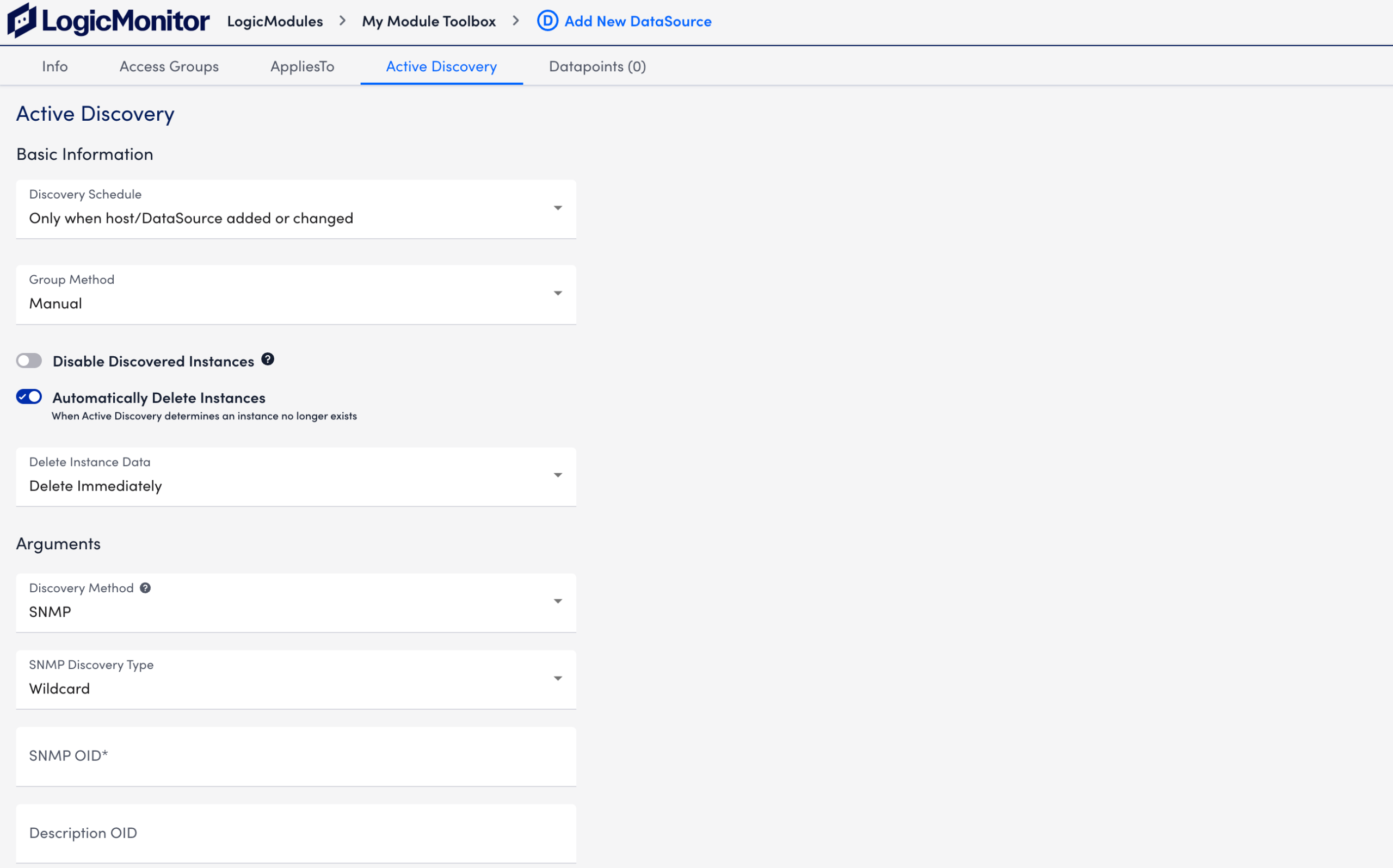 SNMP Active Discovery Section