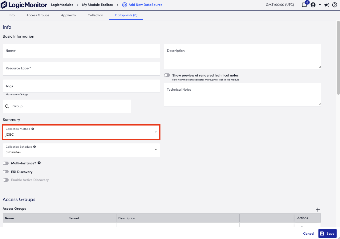 Collection Method Dropdown menu field