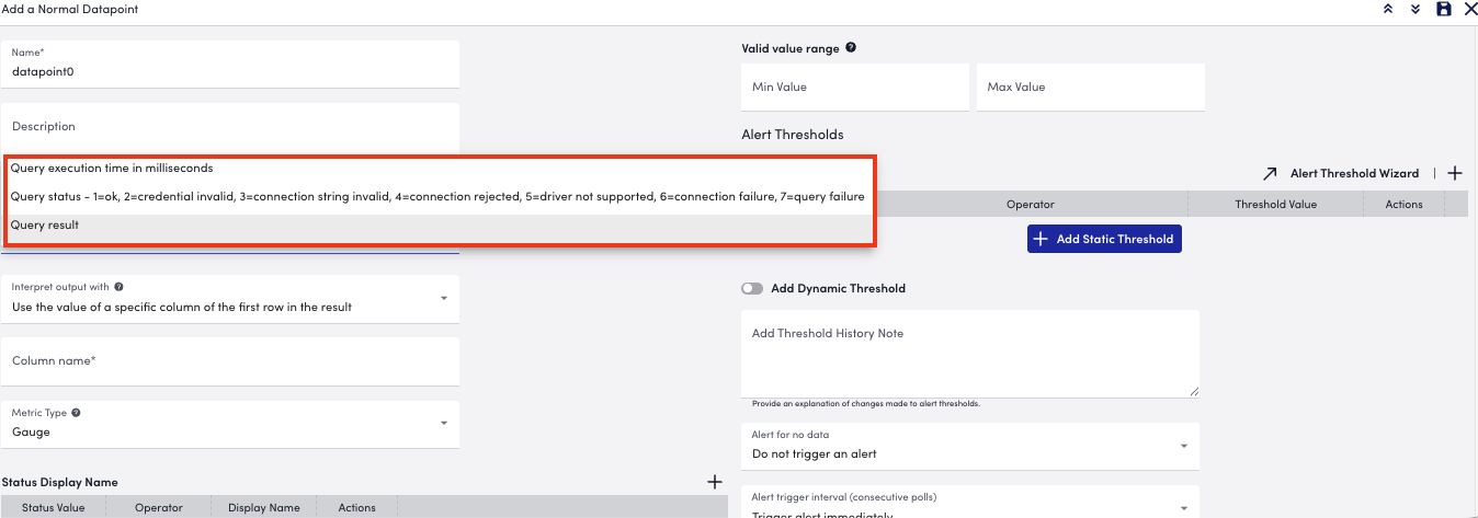 datapoint source dropdown menu