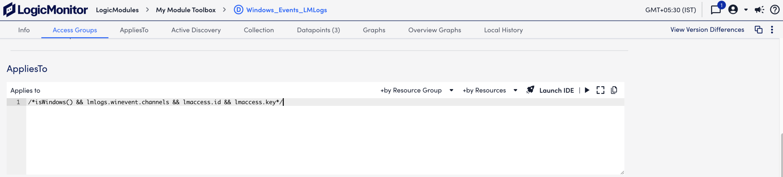 AppliesTo field in Access Groups tab