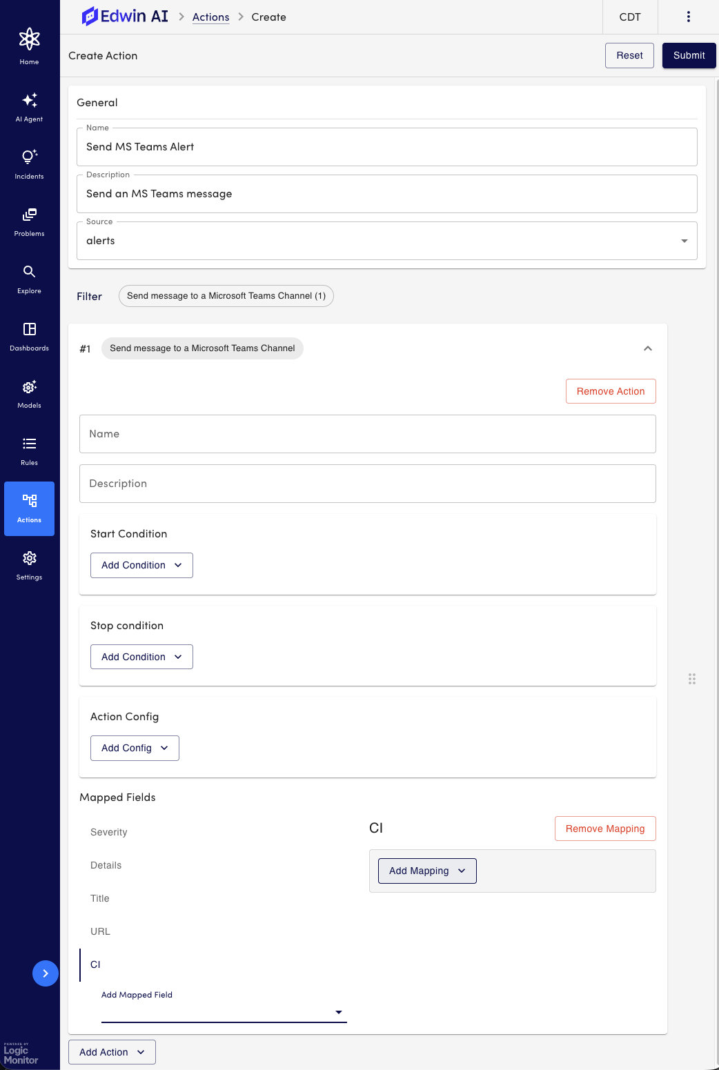 Create MS Teams Action
