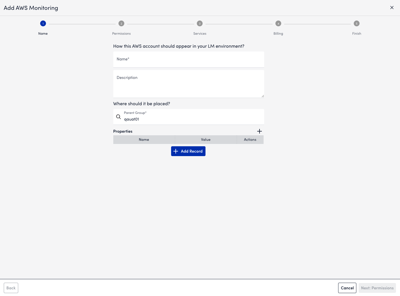 Cloud Settings Name Step